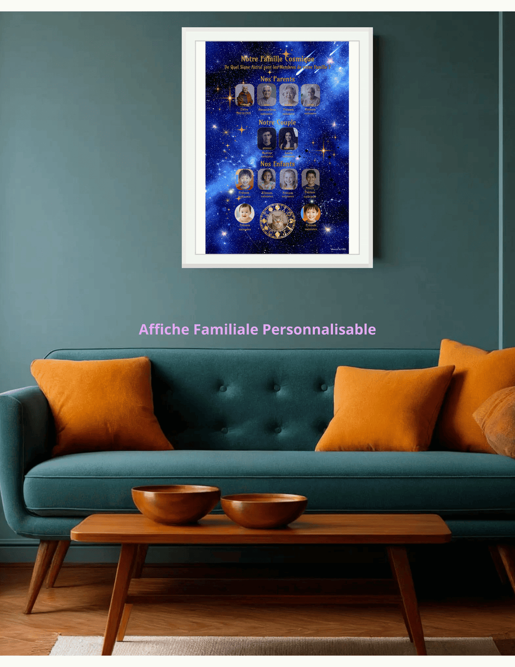 Notre Famille Cosmique – Affiche Astrologique Familiale Personnalisable
