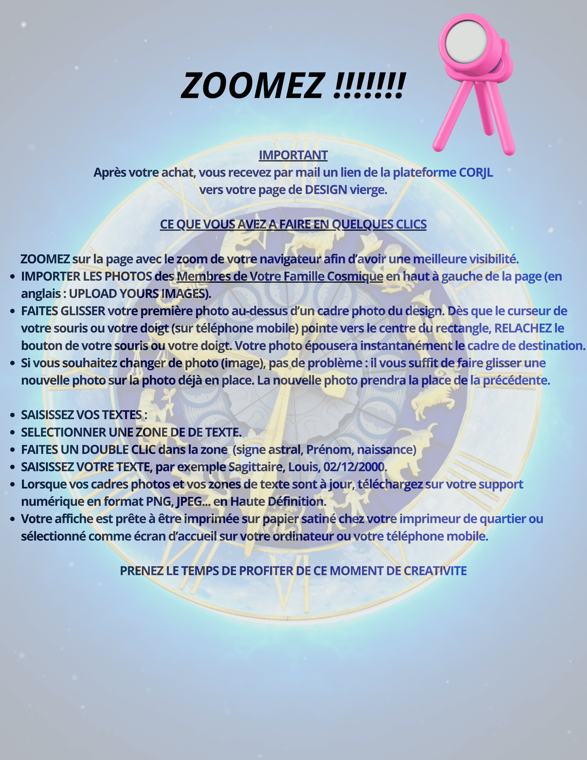 Notre Famille Cosmique – Affiche Astrologique Familiale Personnalisable